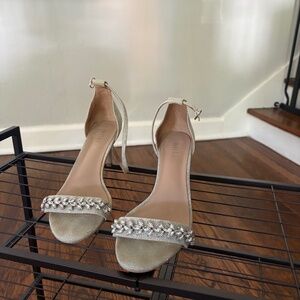 BHLDN Nisha Heels Silver with Rhinestones